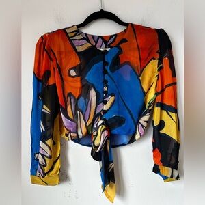 FARM RIO Vibrant Multicolor Abstract Blouse